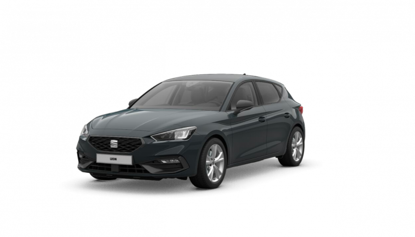 Mild hybrid electric vehicle seat leon sportstourer in red parked in the shadows by a building