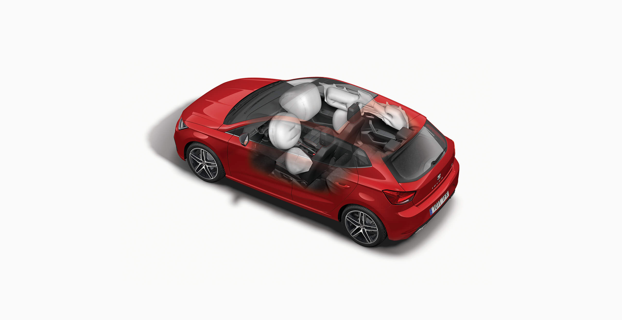 Citadine SEAT Ibiza vue détaillée des airbags de protection