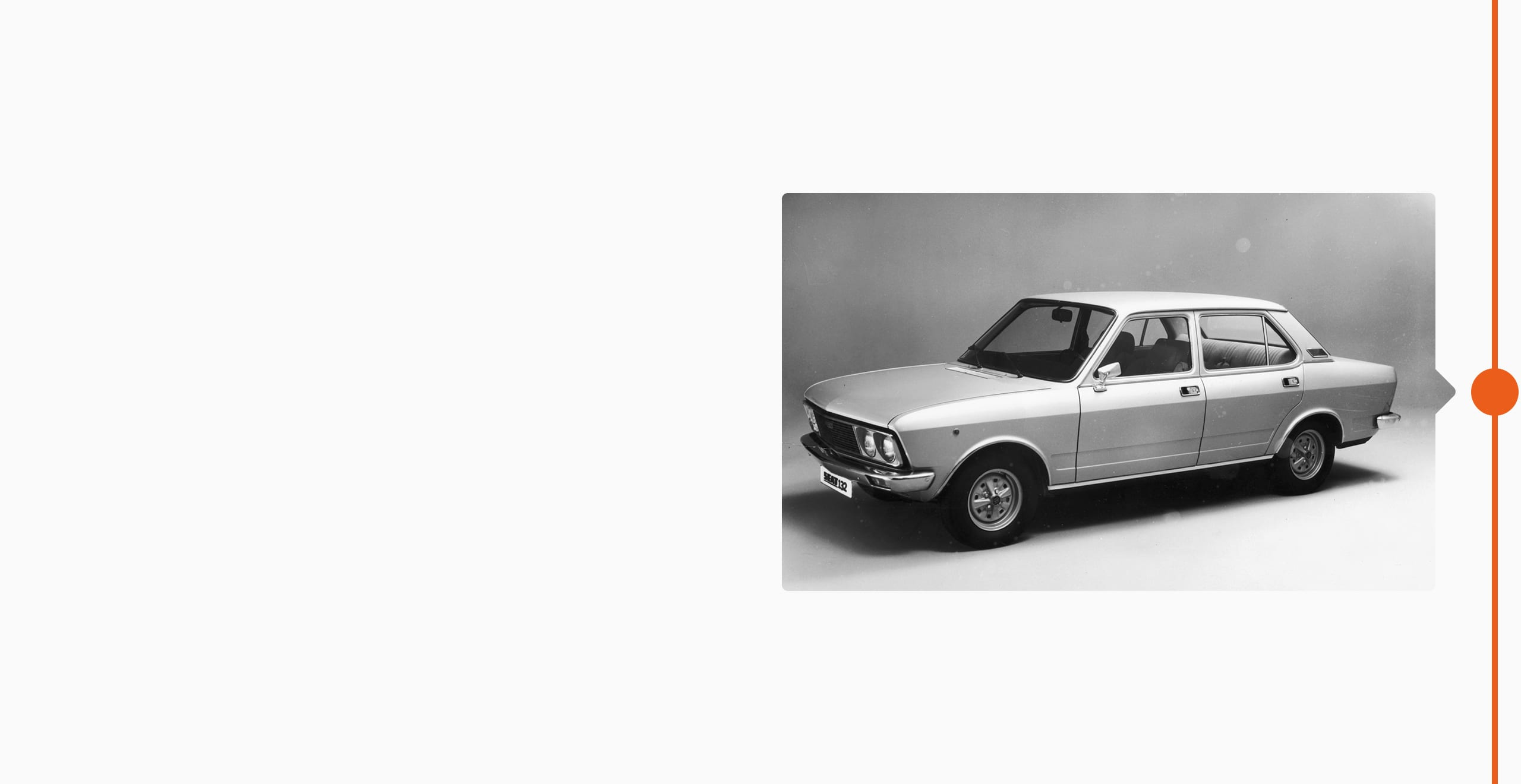 Histoire de la marque SEAT 1973 - Histoire de la voiture noir et blanc SEAT 132 berline