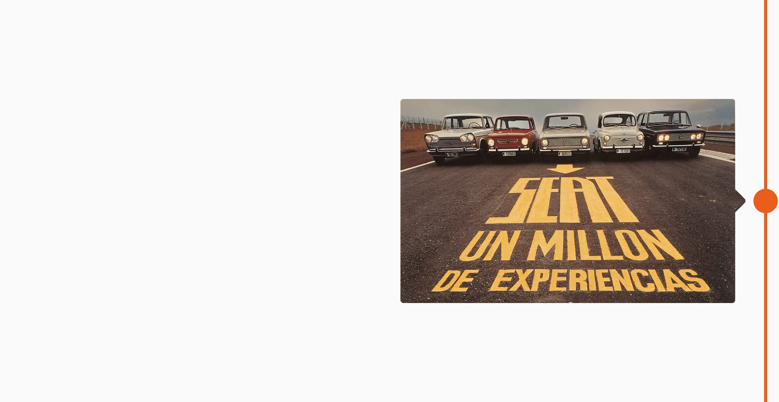 Histoire de la marque SEAT 1974 - cinq voitures classiques alignées dans une rue un million d'expériences