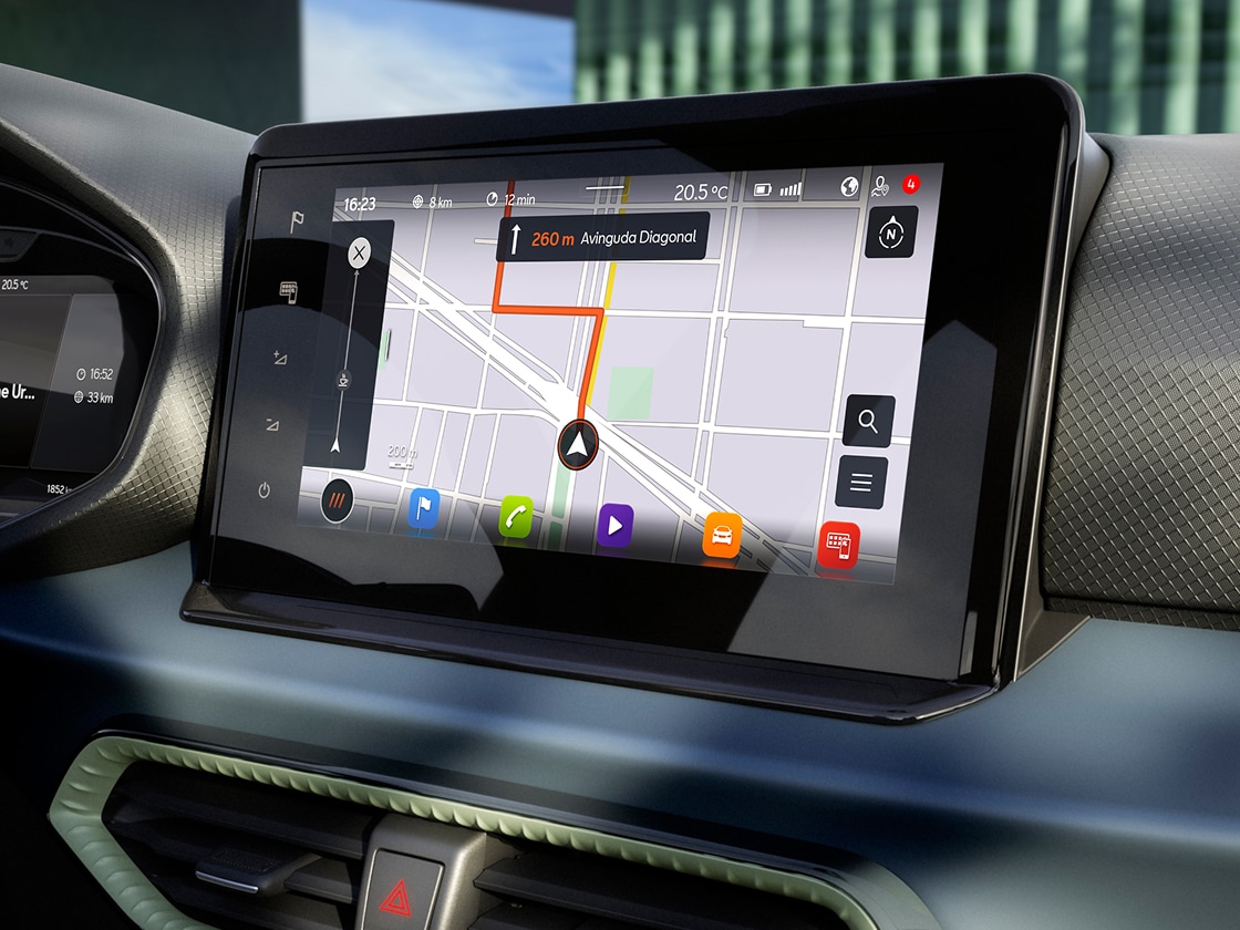 Intérieur de la SEAT Arona équipé d’un écran tactile avec SEAT CONNECT Intérieur de la SEAT Arona équipé d’un écran tactile avec SEAT CONNECT