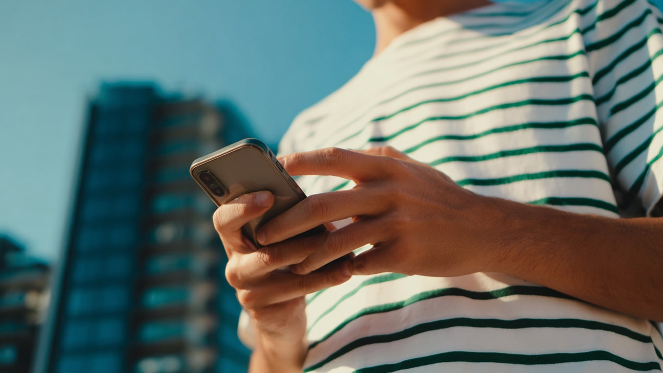 Un homme utilise son smartphone pour montrer à quel point il est facile d’accéder à la voiture à distance grâce à l’application My SEAT Un homme utilise son smartphone pour montrer à quel point il est facile d’accéder à la voiture à distance grâce à l’application My SEAT