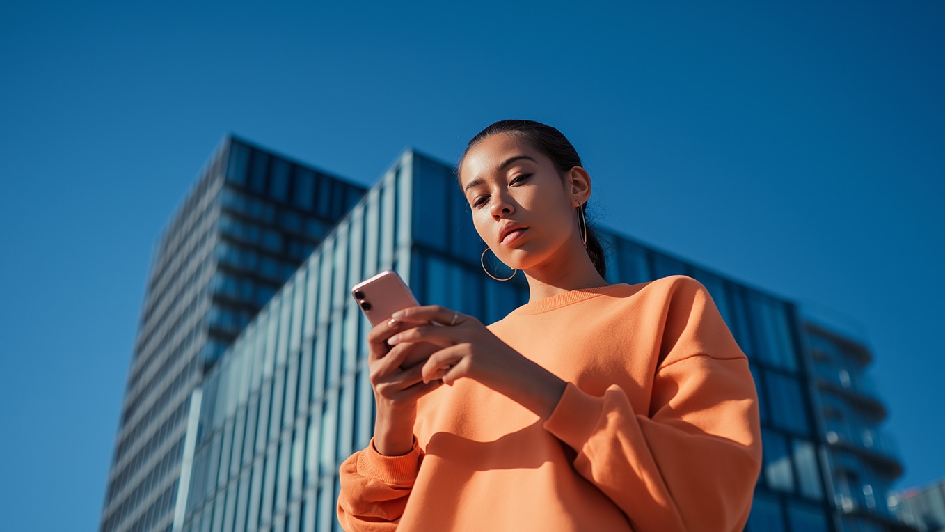 Personne tenant son smartphone et utilisant la fonction SEAT CONNECT