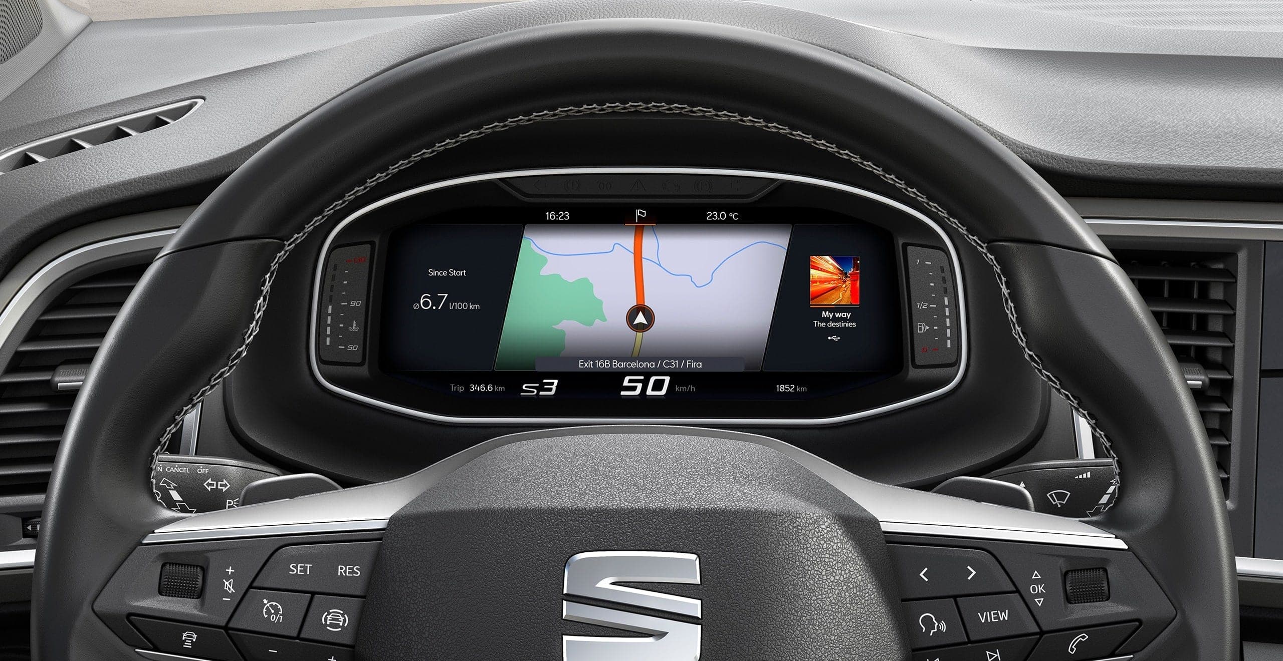 Technologie SUV SEAT Ateca vue détaillée de la navigation sur le digital cockpit