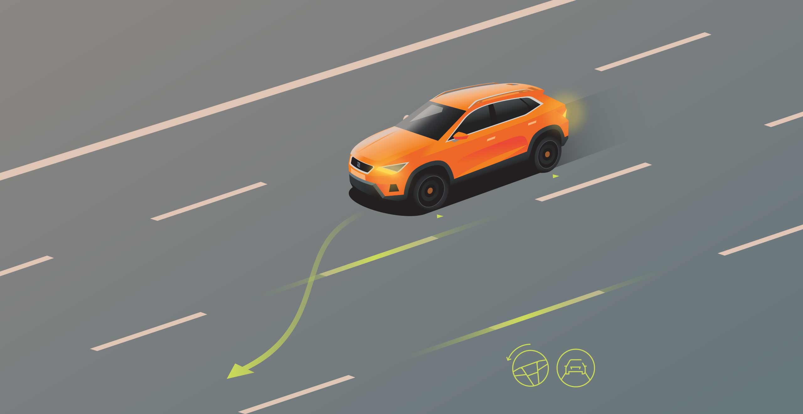 SEAT Leon Sportstourer graphique de la voiture avec flèche