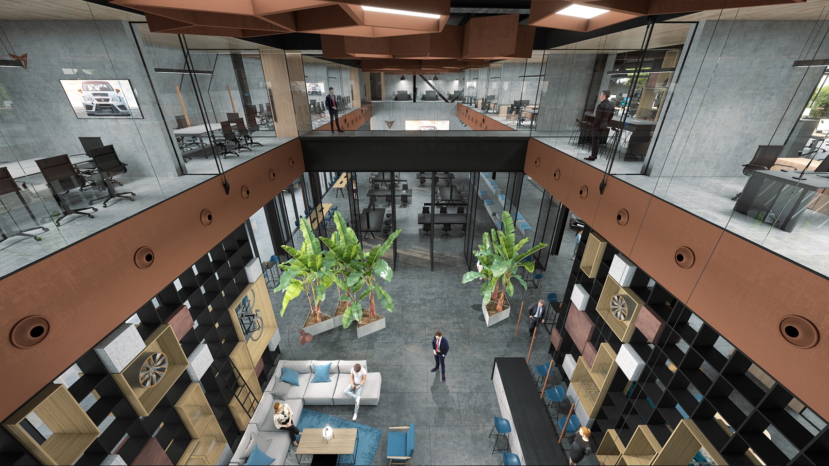 Nouveau siège social de CUPRA à l'intérieur du bâtiment