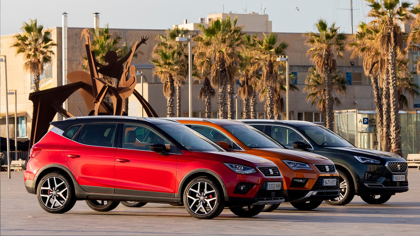 SEAT Arona, Ateca et Tarraco garés dans la rue