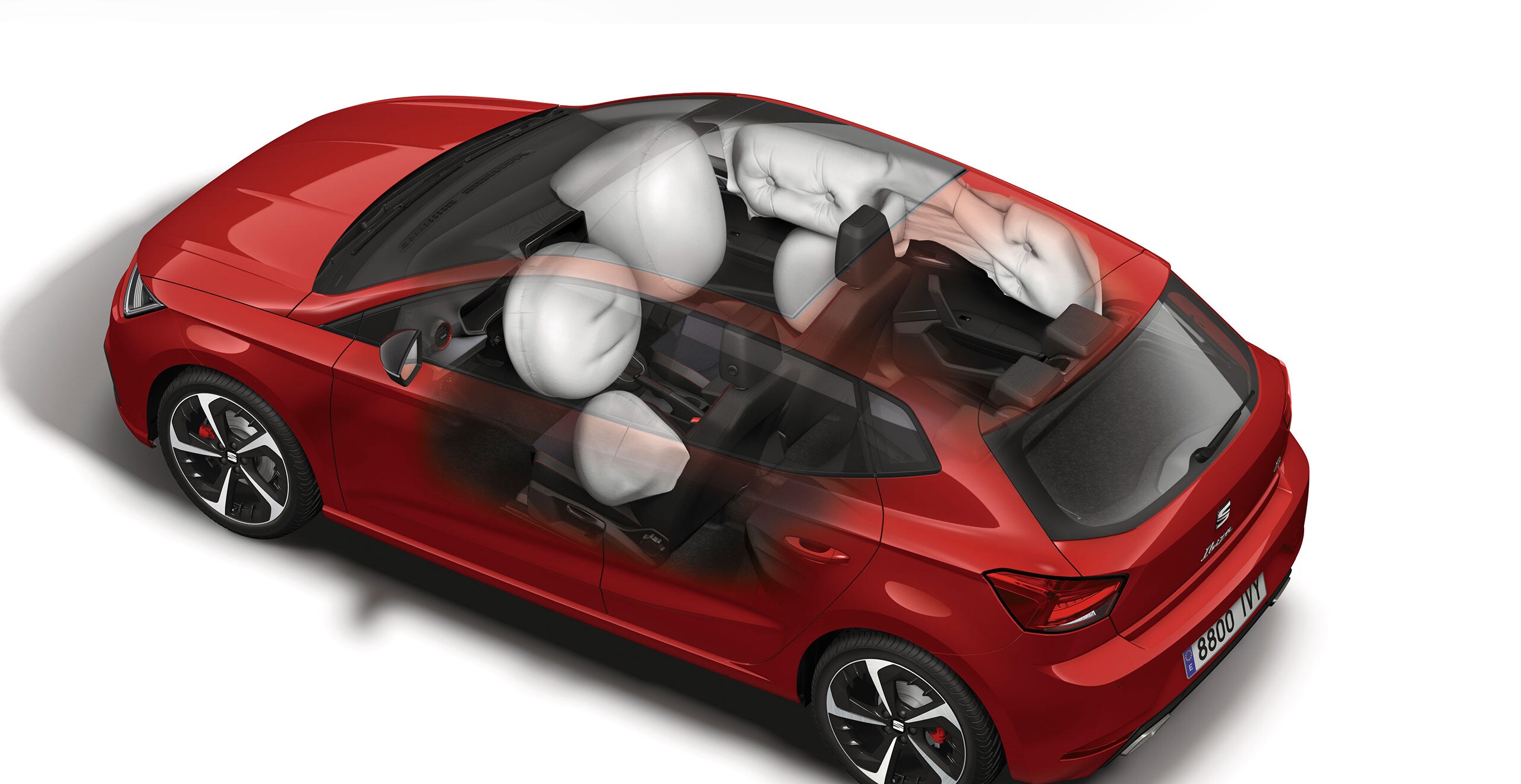 Vue de haut des airbags de la SEAT Ibiza