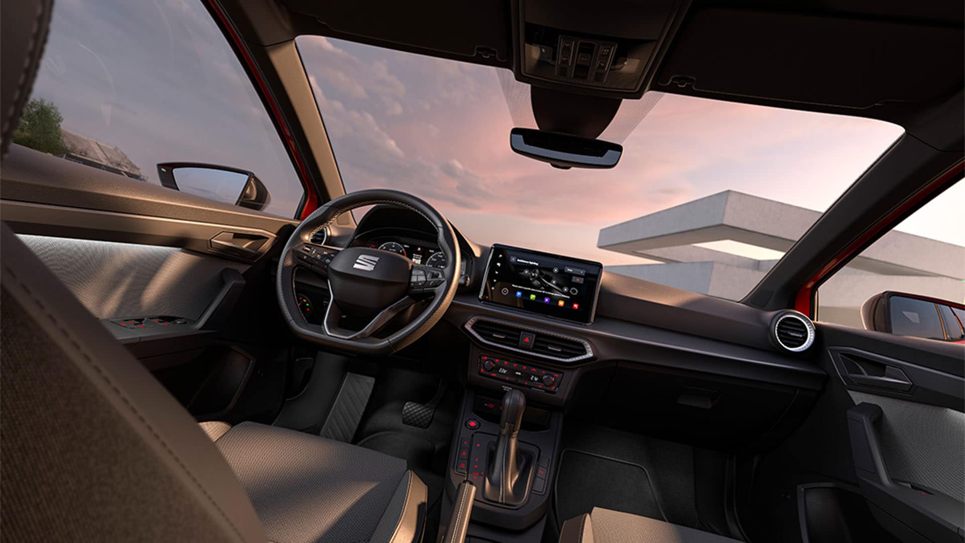 Vue de l’habitacle de la SEAT Ibiza mettant en valeur ses détails, notamment la sellerie.