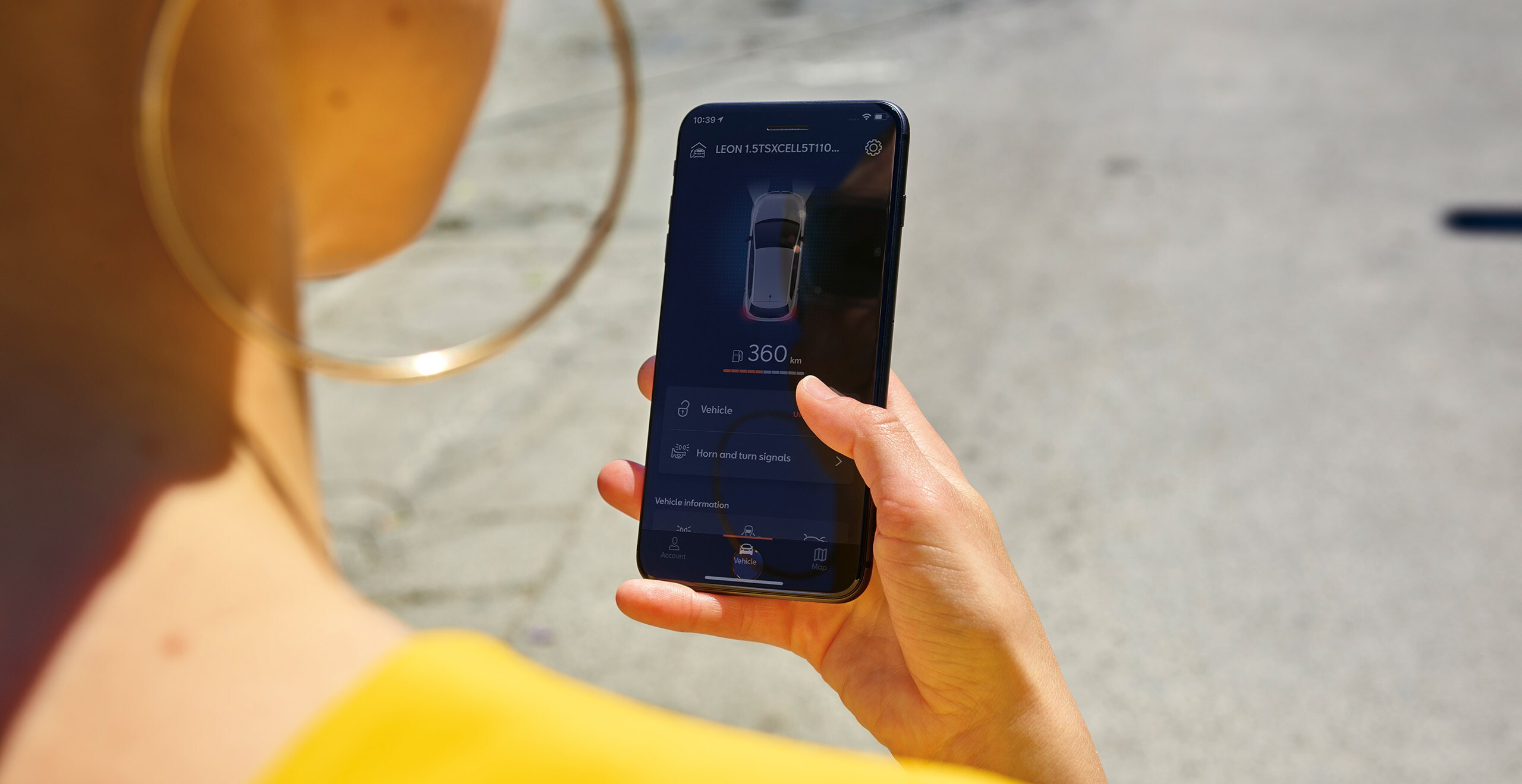 Smartphone connecté à l'application SEAT CONNECT
